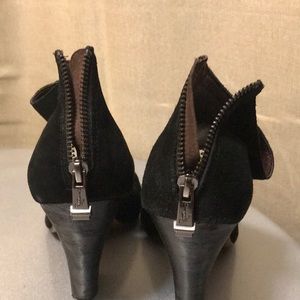 Report black leather strap heels